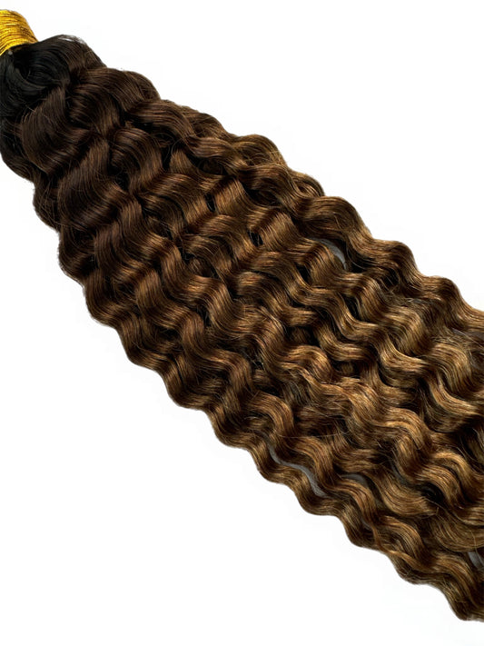 Bulk Human Braiding Hair #1b/4/27 Ombre Deep Curly - Club Hairitage