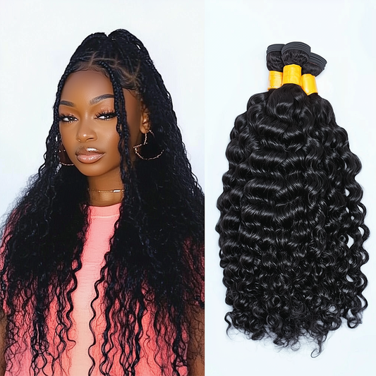 Bulk Human Hair for Braiding Natural Black Water Wave - Club Hairitage