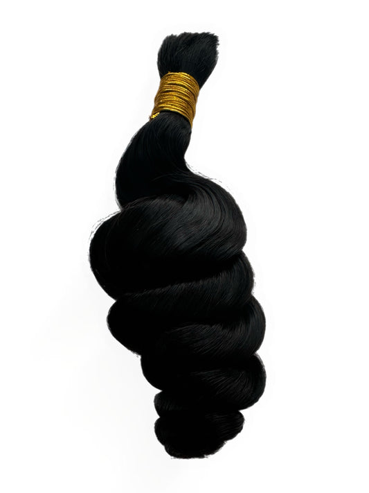 Bulk Human Braiding Hair Natural Black Loose Wave