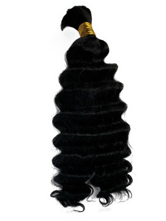 Bulk Human Hair Braiding #1b Deep Wave