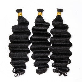 Bulk Human Braiding Hair Natural Black Loose Deep Wave